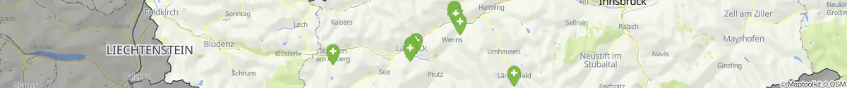 Kartenansicht für Apotheken-Notdienste in der Nähe von Spiss (Landeck, Tirol)
